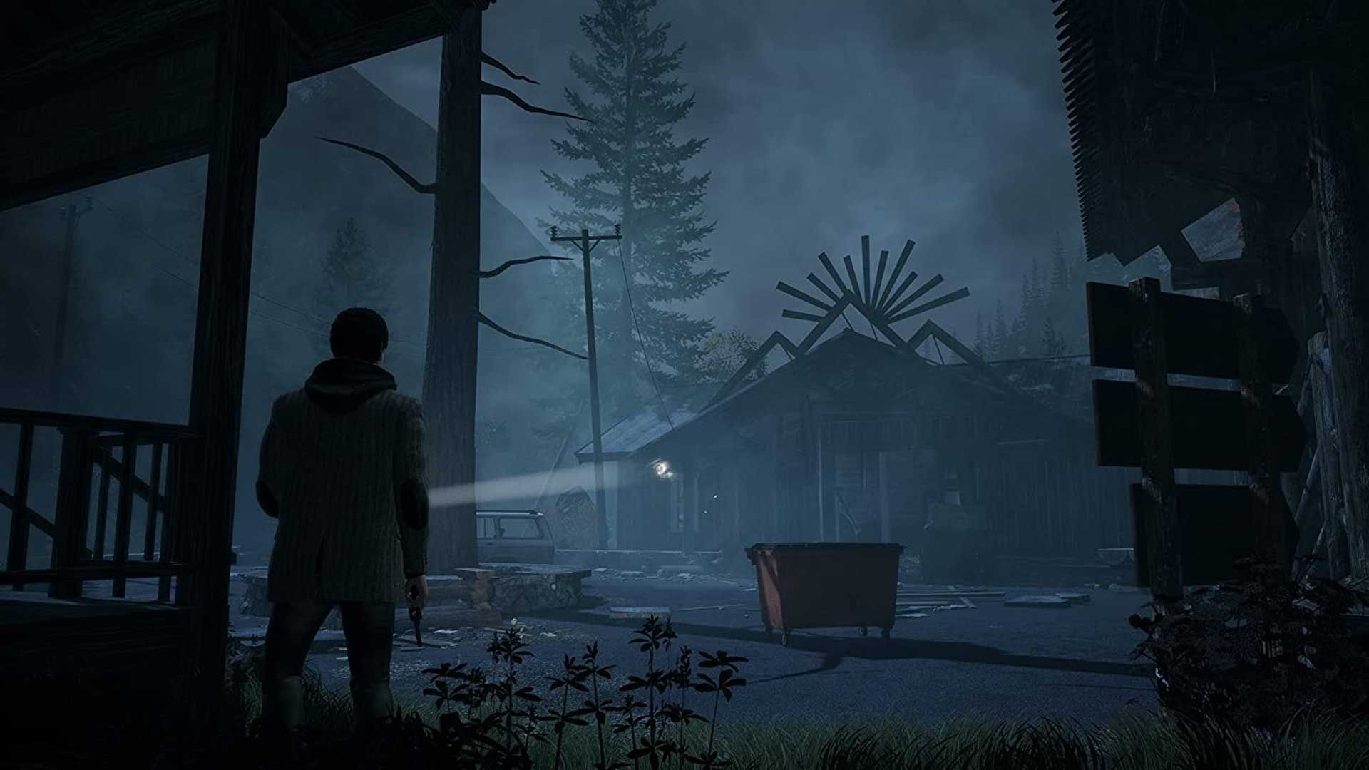 حرکت الن ویک با چراغ قوه در محیط تاریک ریمستر بازی Alan Wake شرکت رمدی