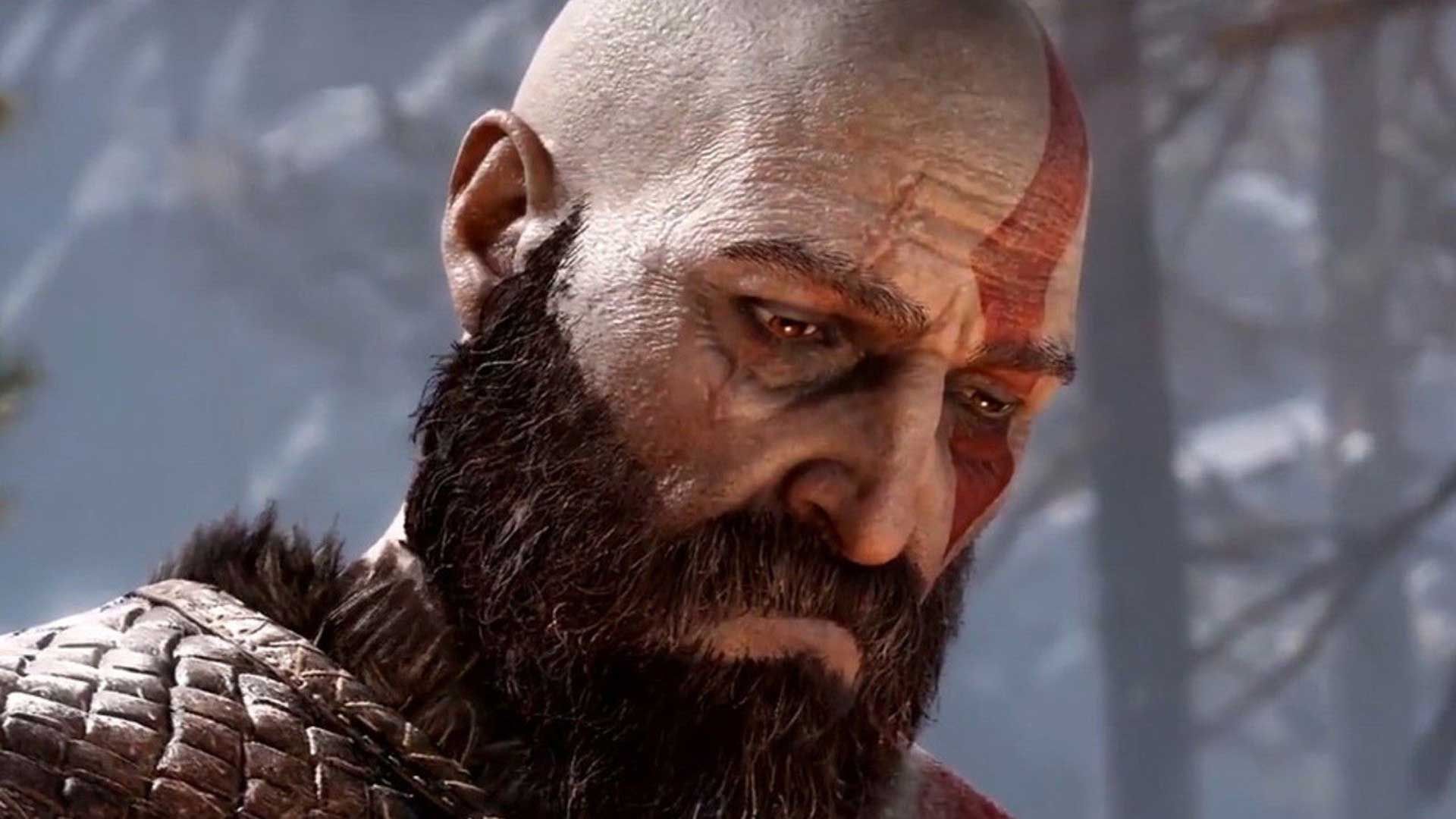 چهره غمگین کریتوس در بازی God of War سال ۲۰۱۸ میلادی استودیو سانتا مونیکا