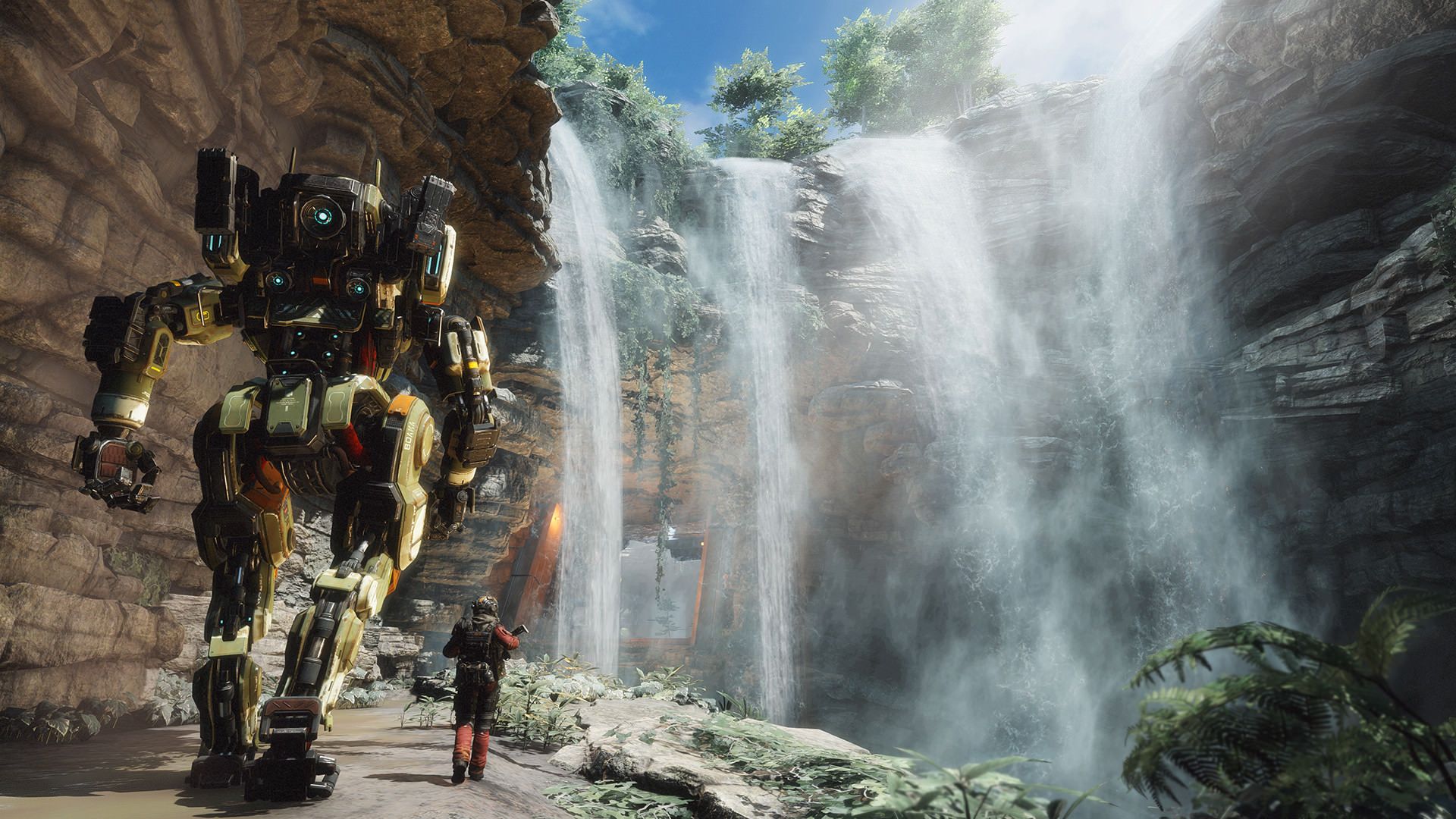 یک تایتان در کنار یک انسان در بازی Titanfall 2