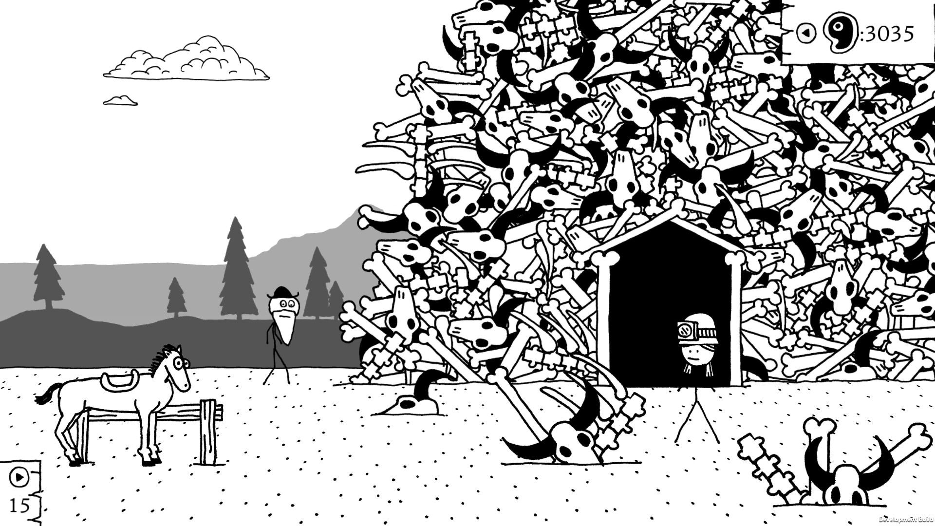 اسب و استخوان گاوها در بازی West of Loathing