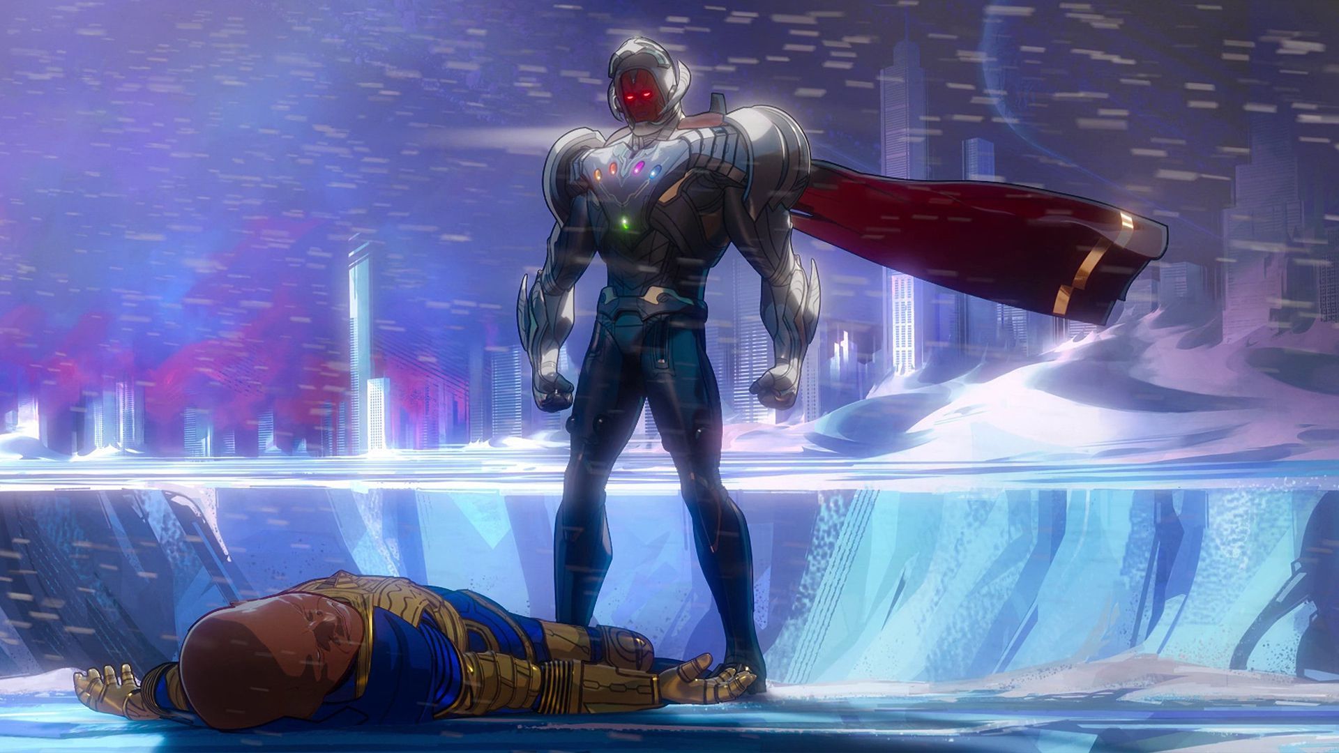 اولتران پس از شکست دادن واچر در قسمت هشتم سریال What If 