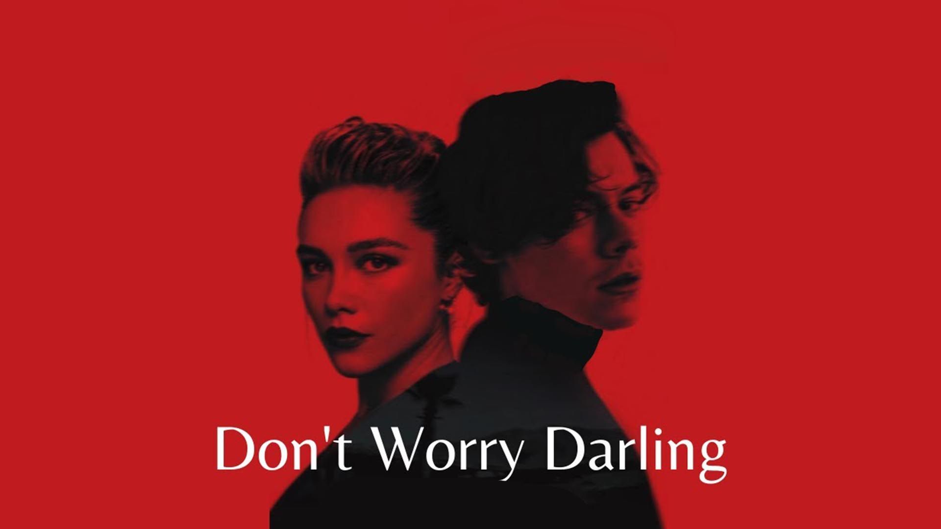 هری استایلز و فلورنس پیو در پوستر قرمز رنگ فیلم Don't Worry Darling