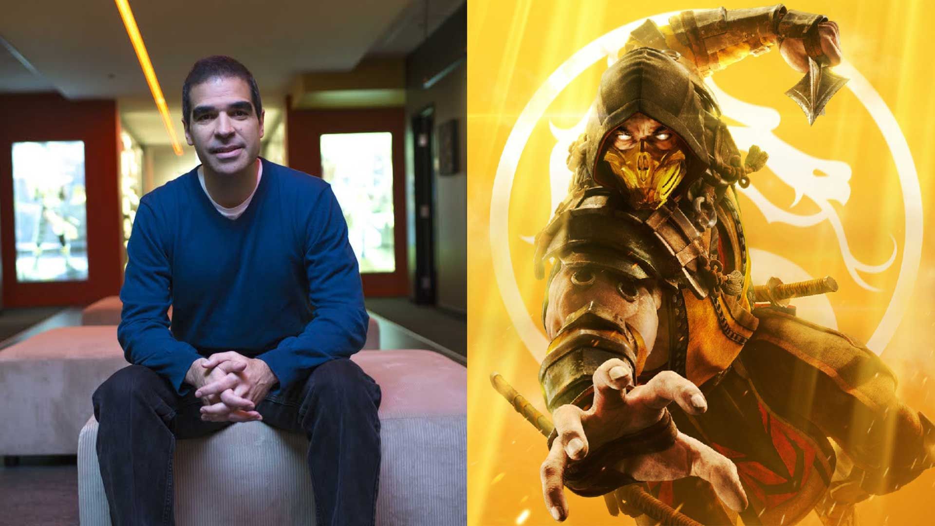 اد بون، خالق مورتال کامبت در کنار اسکورپیون از سری بازی Mortal Kombat