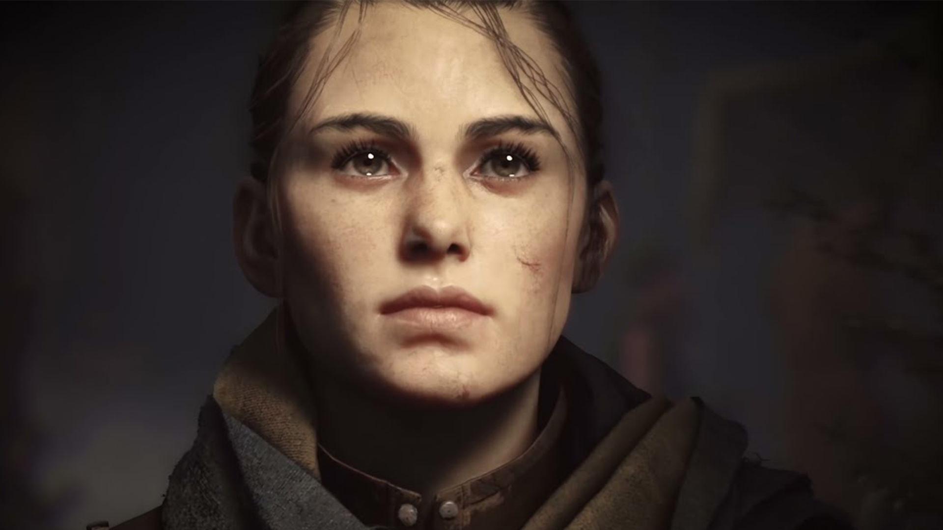 چهره‌ی غمگین آمیسا در بازی A Plague Tale Requiem