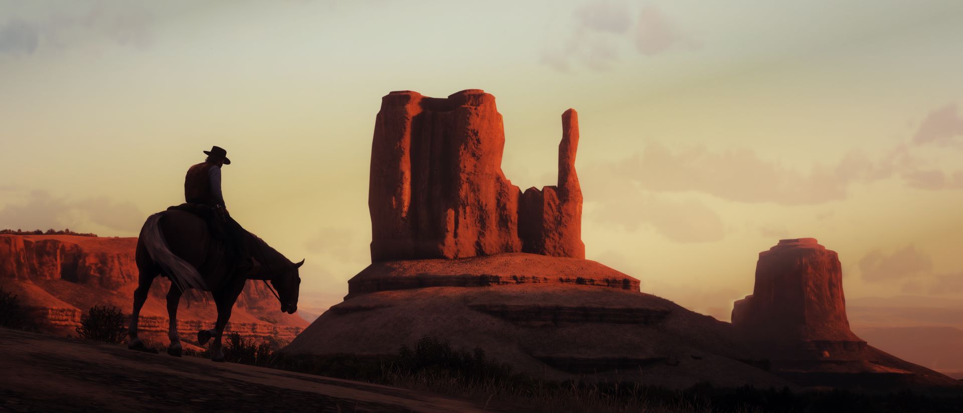 آرتور مورگان و صخره‌ها در بازی Red Dead Redemption 2 