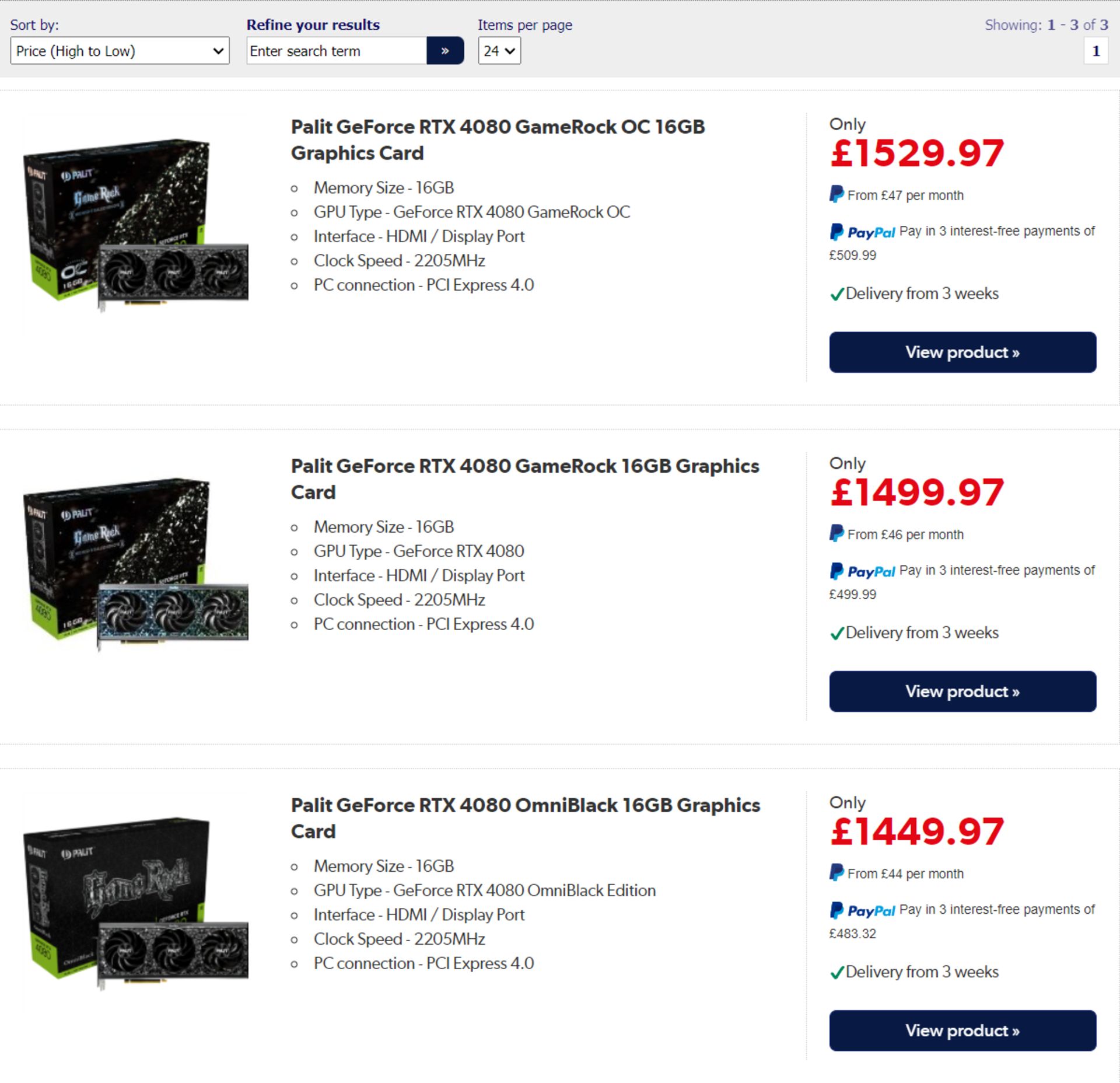GeForce RTX 4080 در یک فروشگاه انگلیسی
