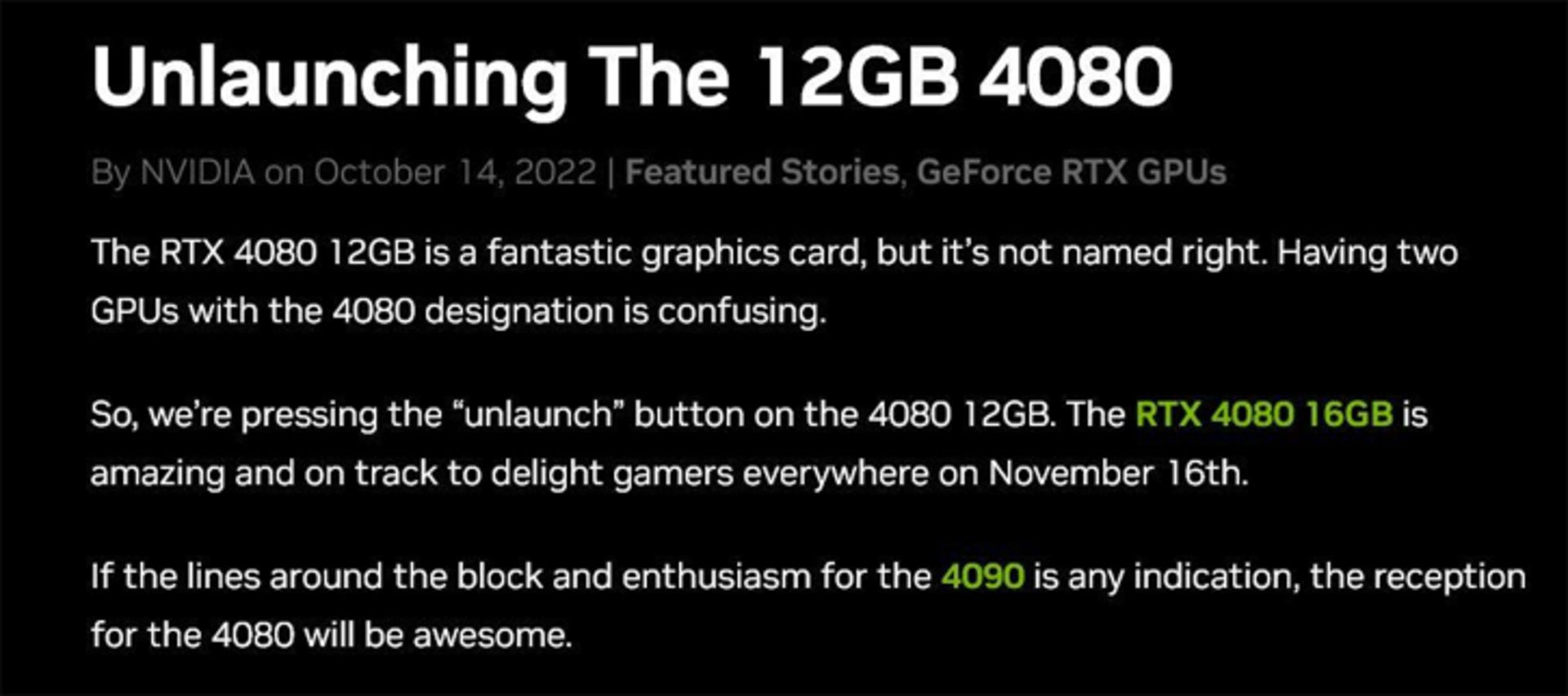 لغو عرضه RTX 4080 12GB