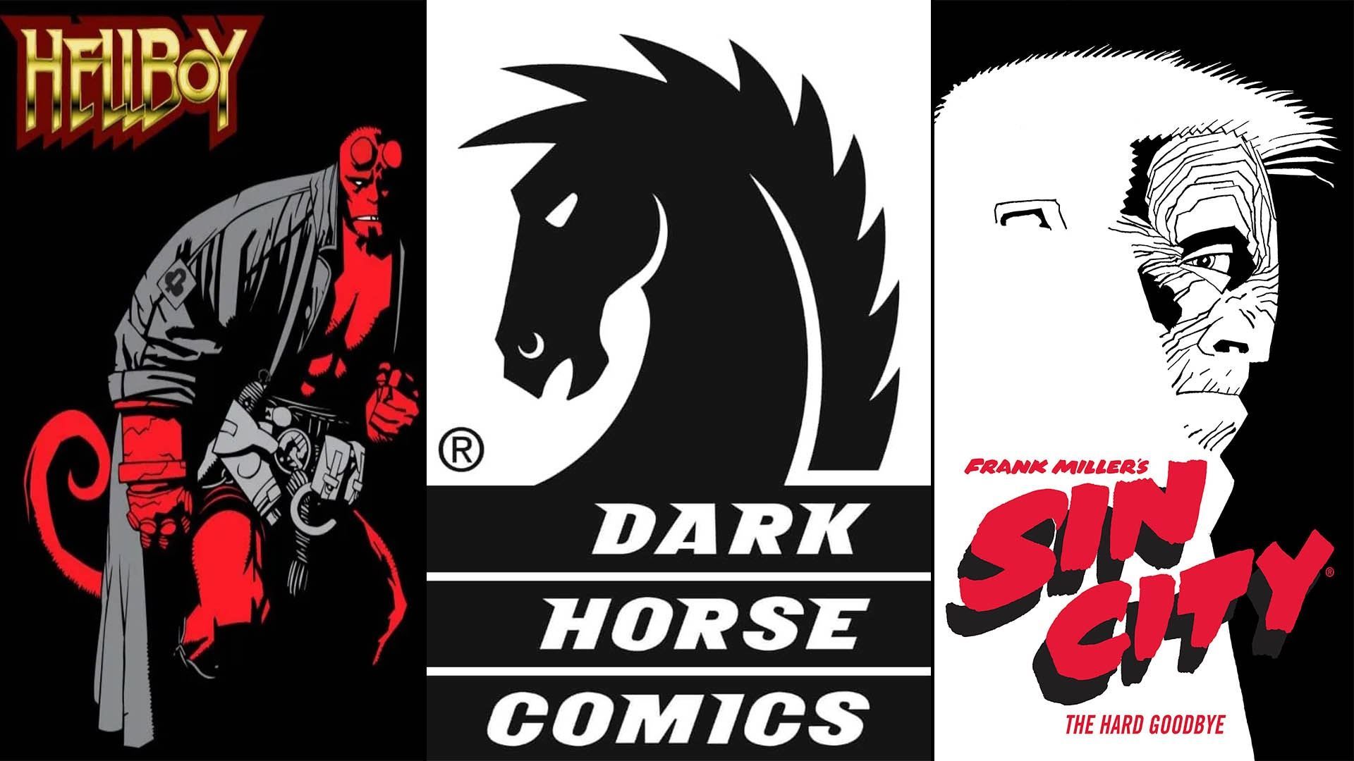 لوگوی Dark Horse Comics و تصاویر Hellboy و Sin City