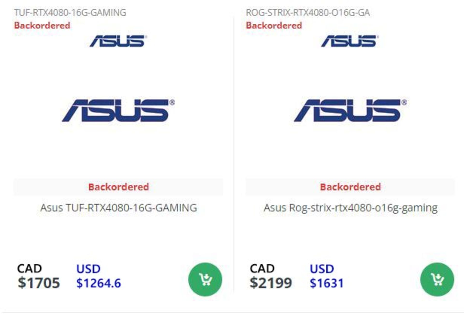 قیمت کارت های گرافیک ایسوز RTX 4080