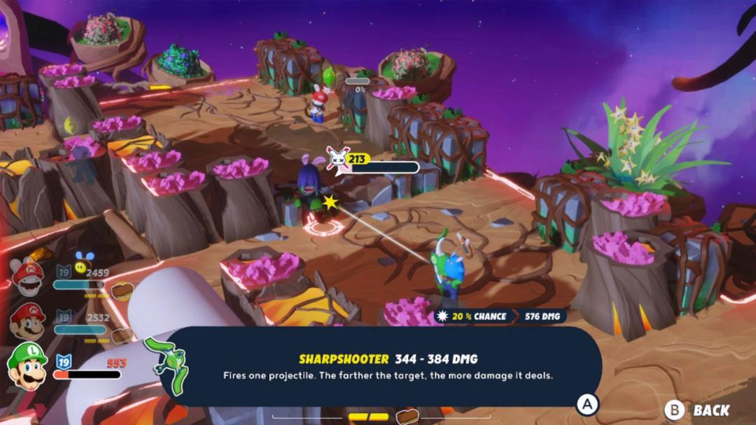 هدف گیری با لوئیجی در Mario + Rabbids Sparks of Hope