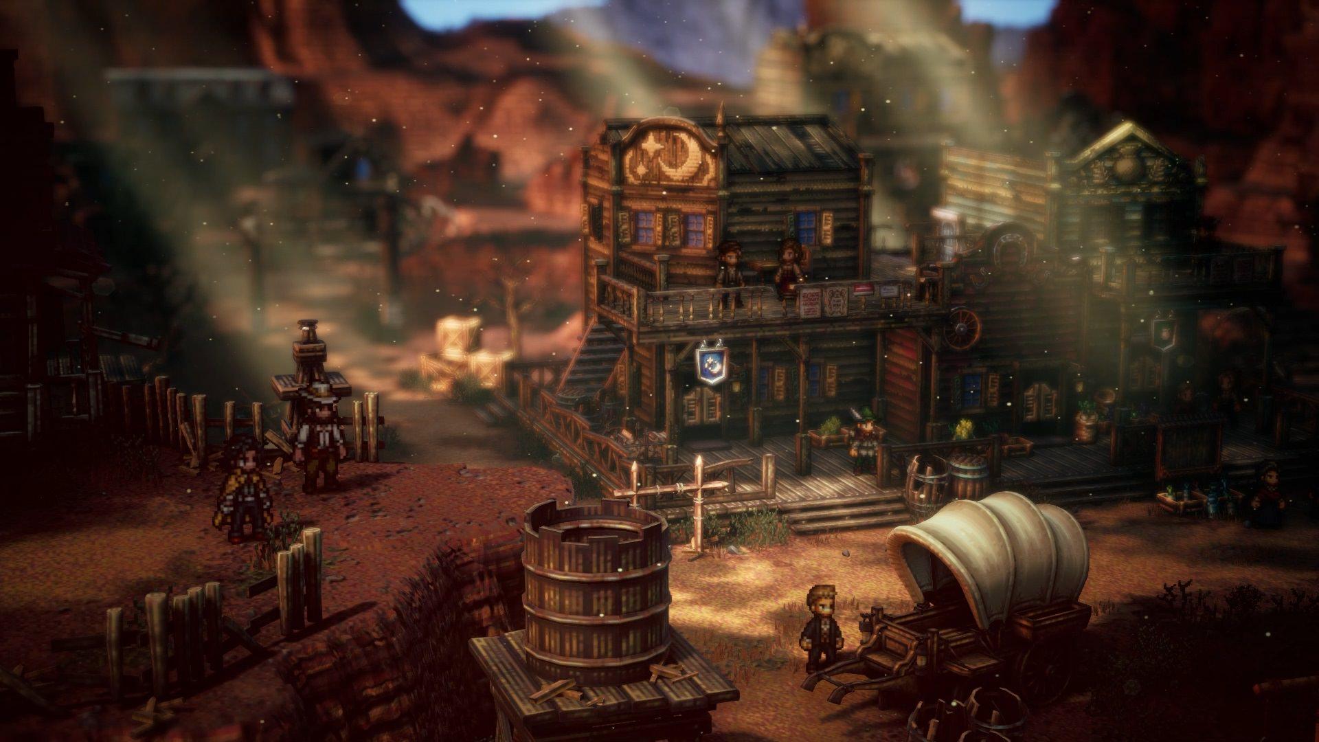 نمایش نورپردازی و محیط شهری بازی Octopath Traveler 2