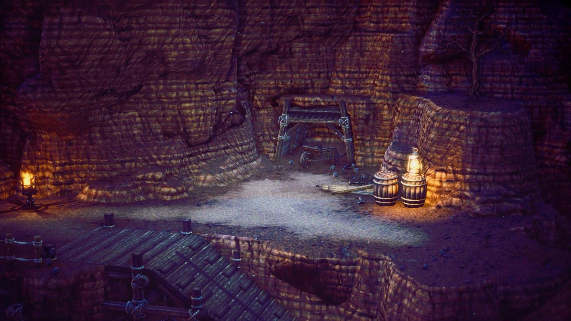 یک معدن سنگی در بازی Octopath Traveler 2