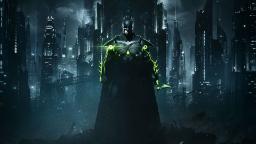 بتمان (Batman) با زره سبز در محیط تاریک شهر گاتهام