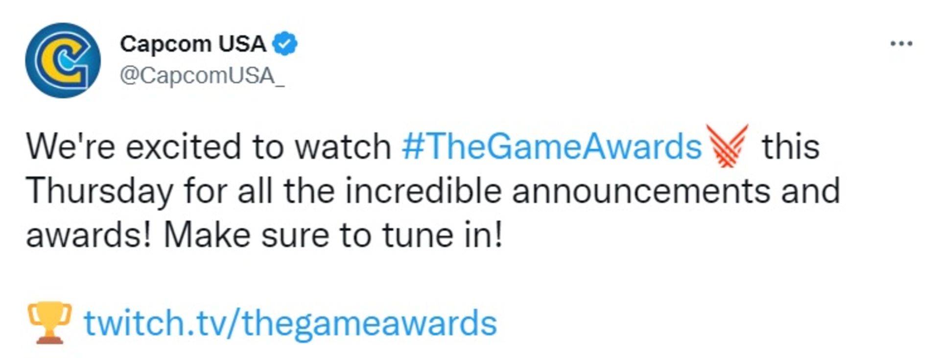 توییت کپکام درباره The Game Awards