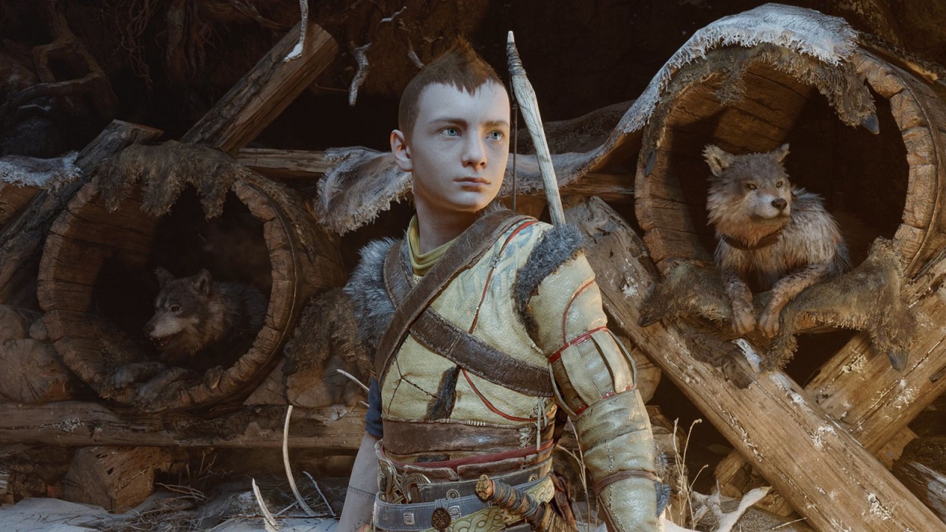آترئوس و توله گرگ‌ها در God of War Ragnarok