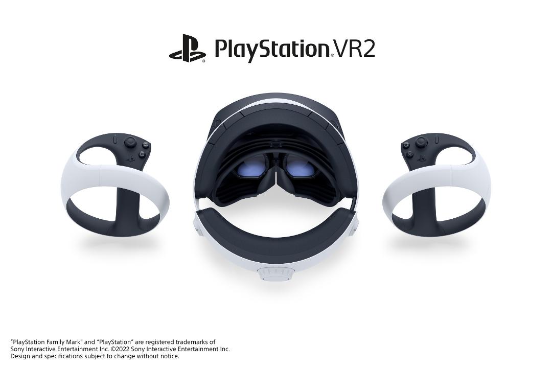 تصویر هدست PSVR2 و کنترلرهای PS VR2 Sense از نمای بالا