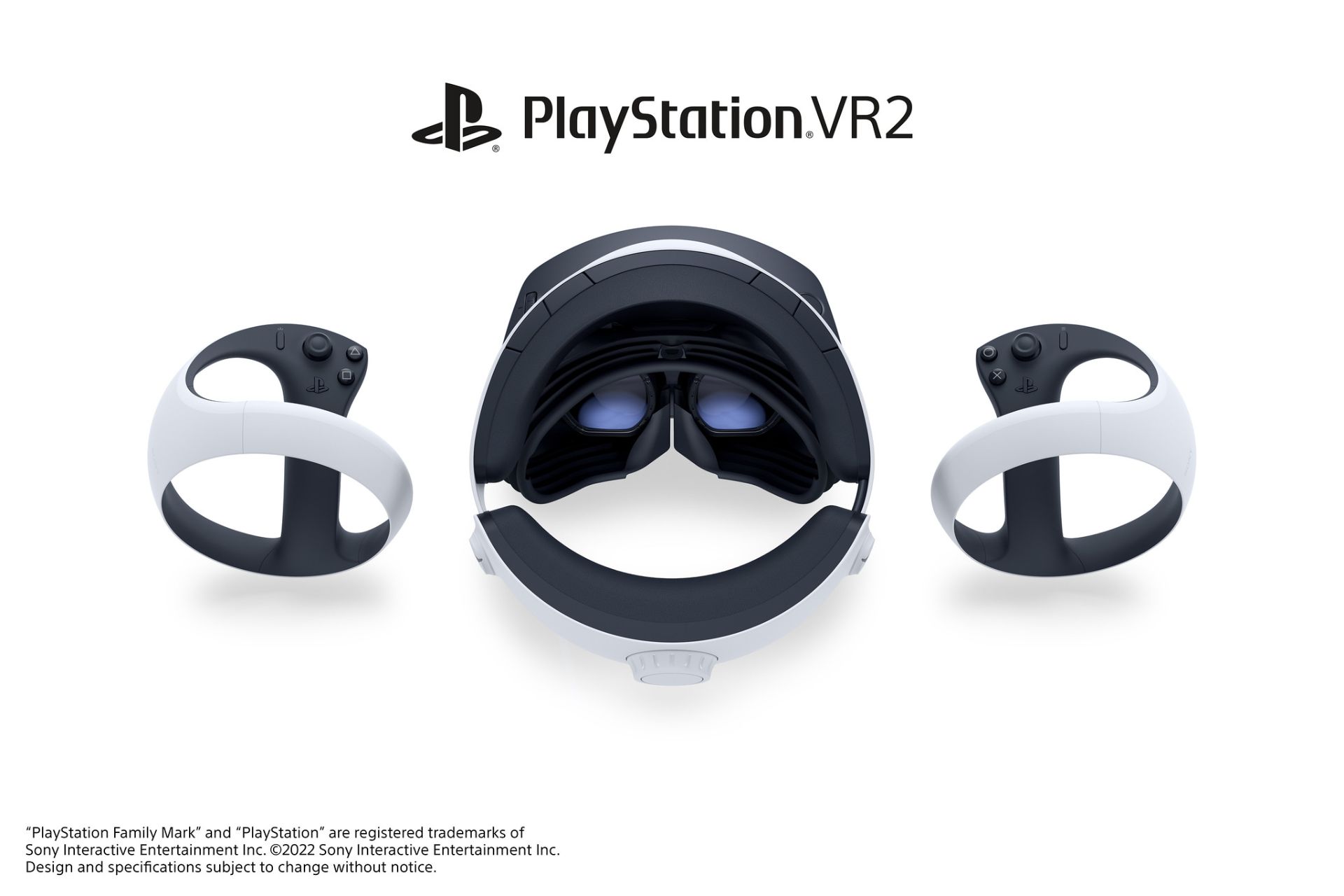 تصویر هدست PSVR2 و کنترلرهای PS VR2 Sense از نمای بالا