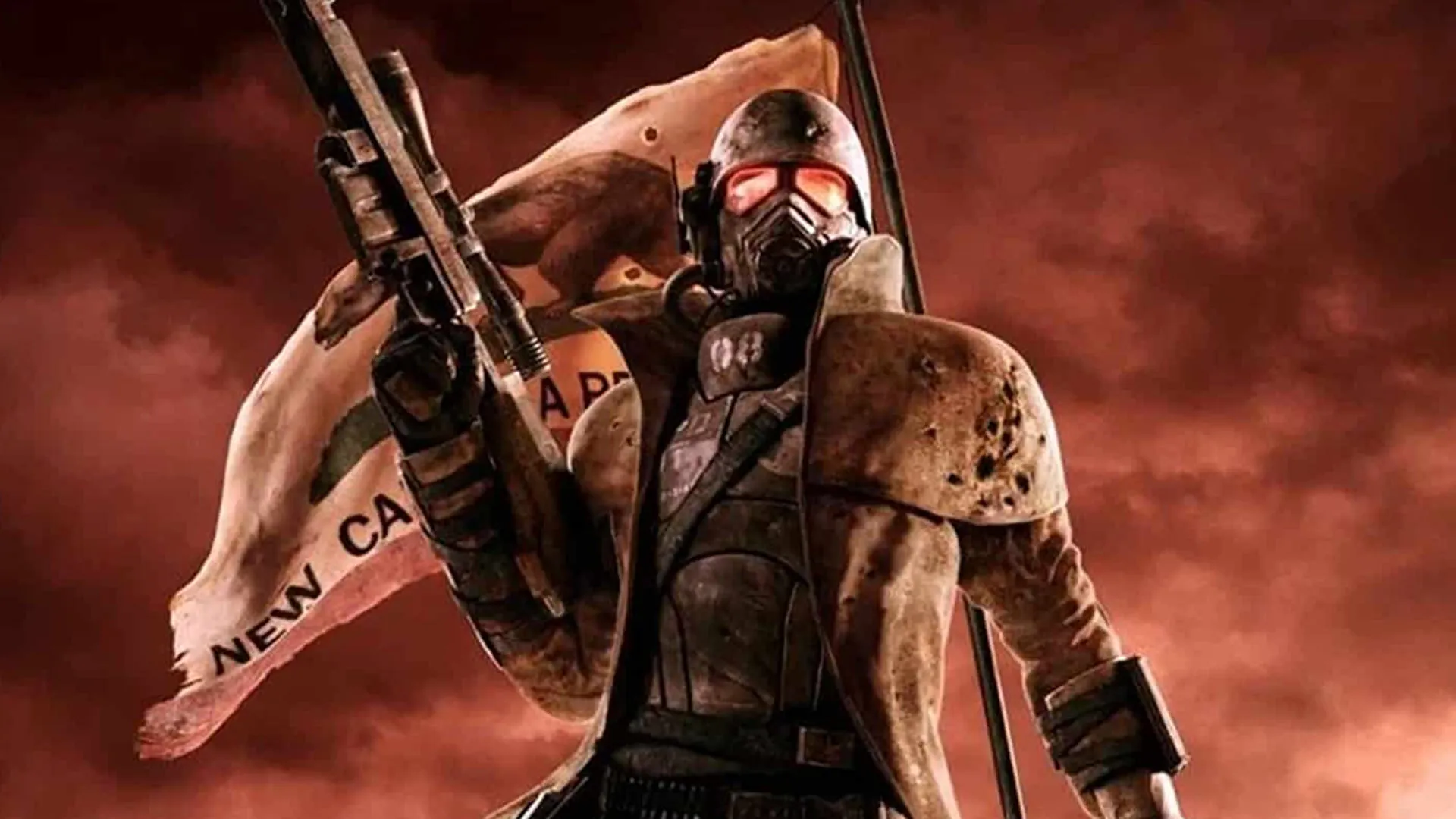 کاراکتر بازی Fallout: New Vegas با تفنگی در دست