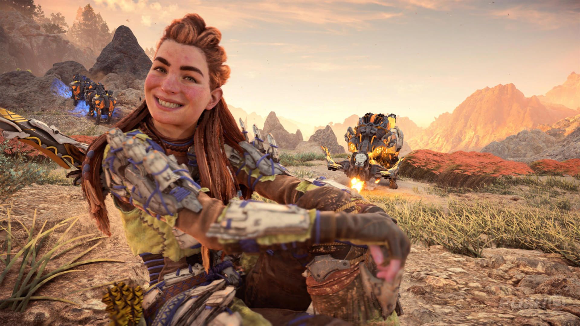 الوی در حال لبخند در محیط رنگارنگ بازی Horizon Forbidden West