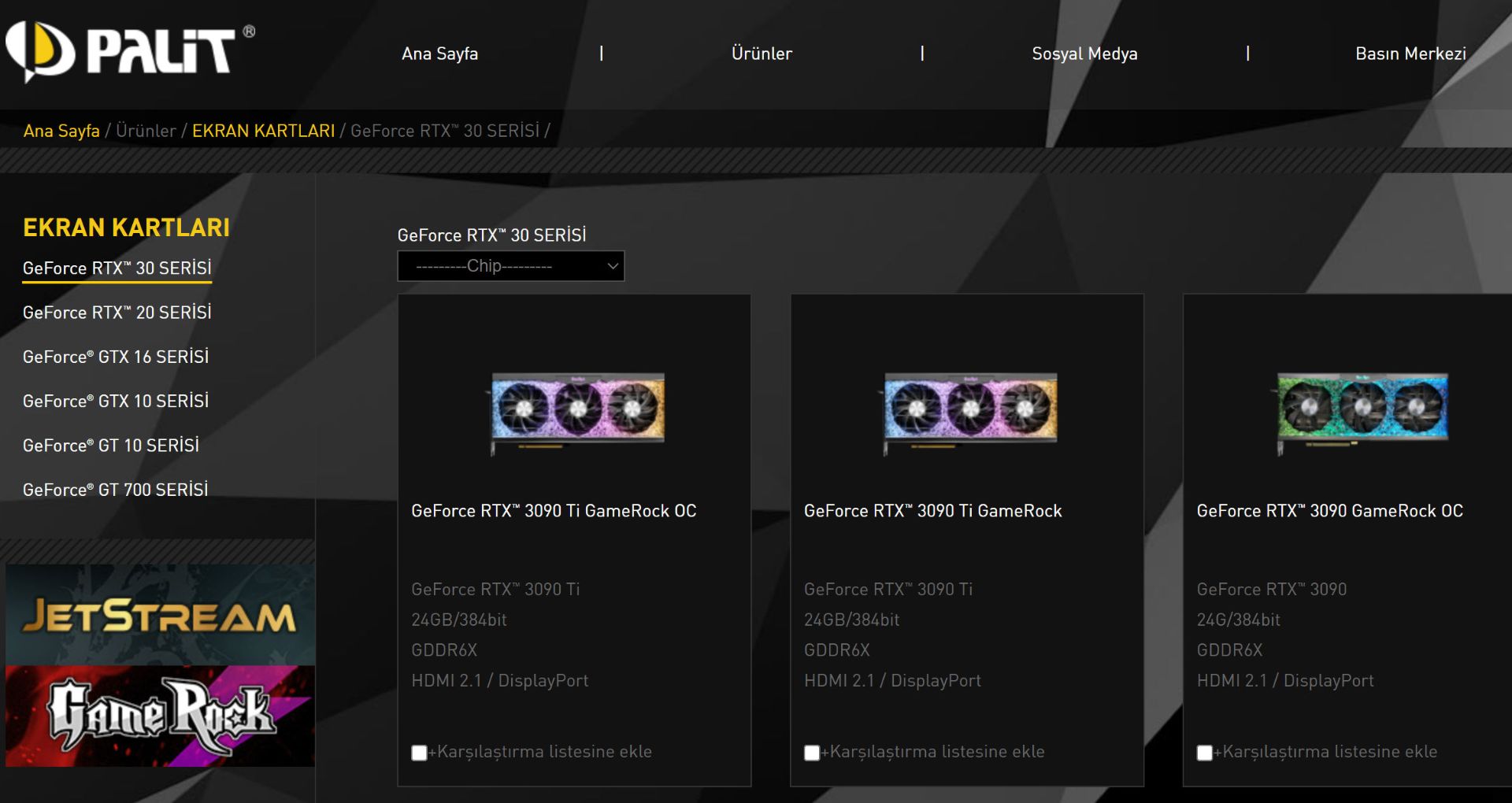 کارت گرافیک GeForce RTX 3090Ti GameRock در سایت PALIT