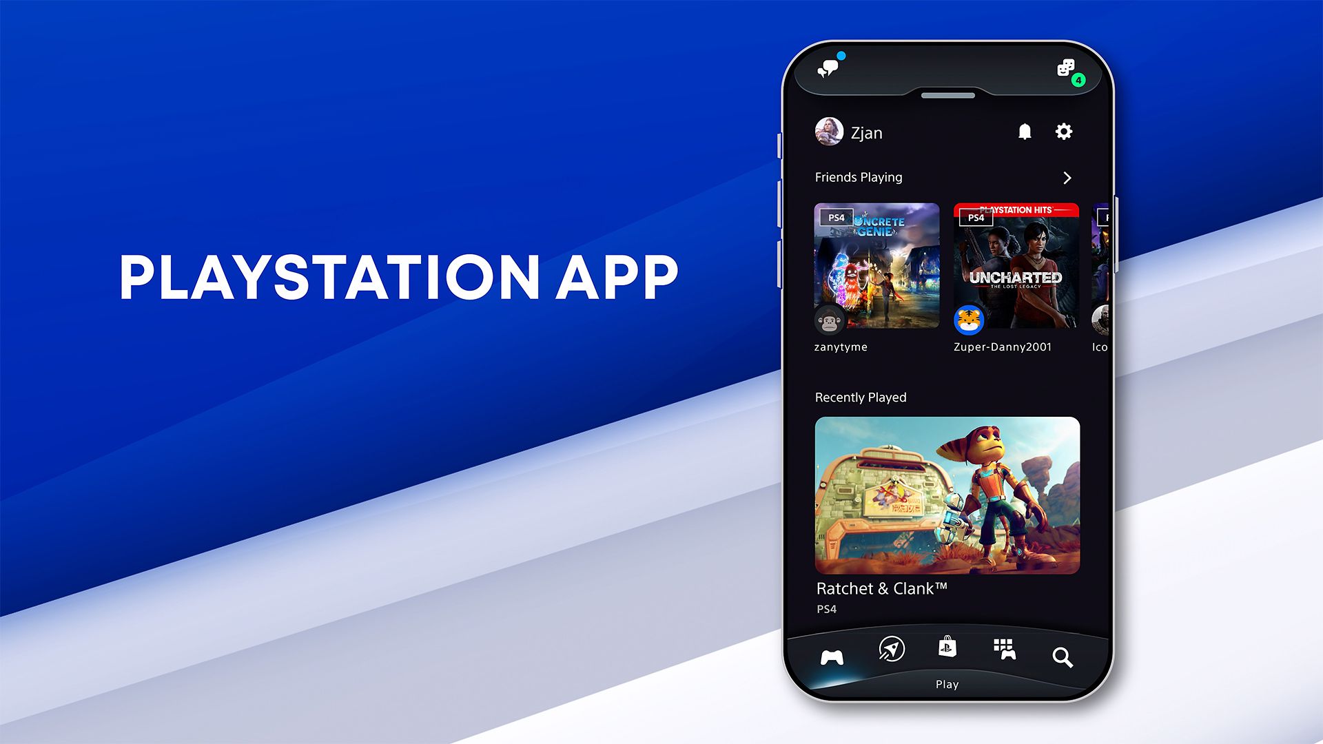 رابط کاربری برنامه PlayStation App 