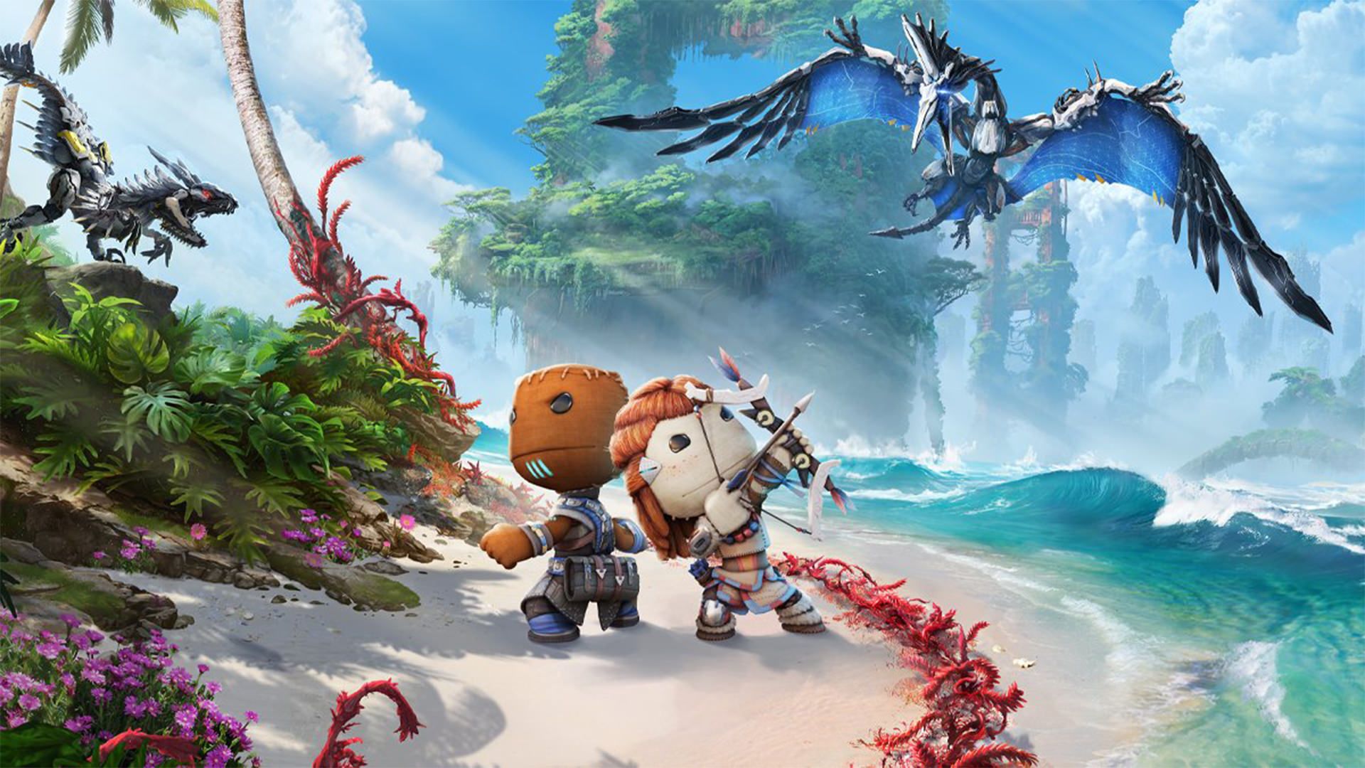 کاراکترهای بازی Sackboy: A Big Adventure با پوشش‌های الوی و سایلنس از بازی هورایزن