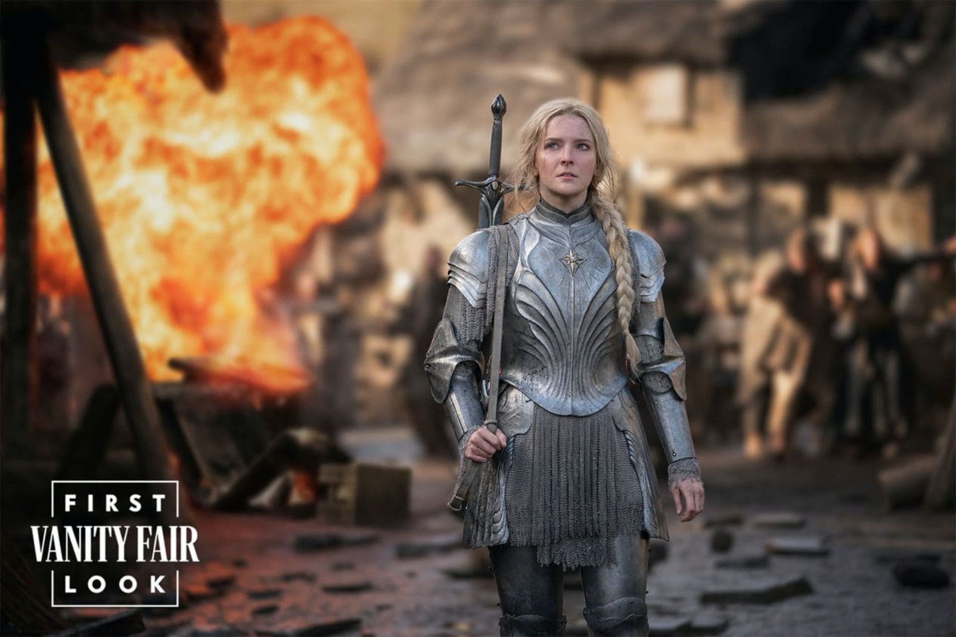 گالادریل در میدان جنگ در سریال The Lord of the Rings: The Rings of Power 