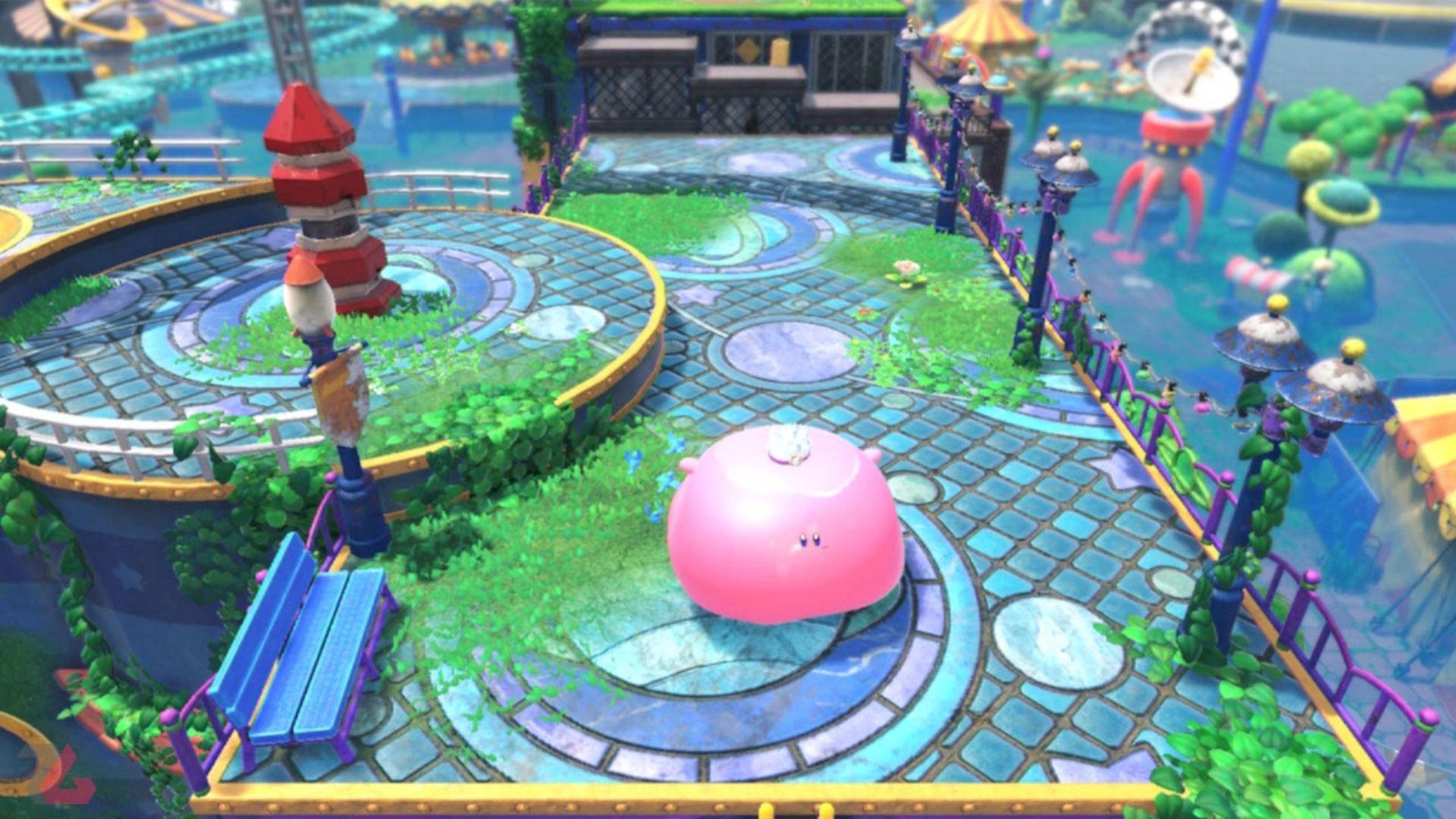 ظاهر بامزه کربی در مواقع تبدیل به اشیاء مختلف در Kirby and the Forgotten Land