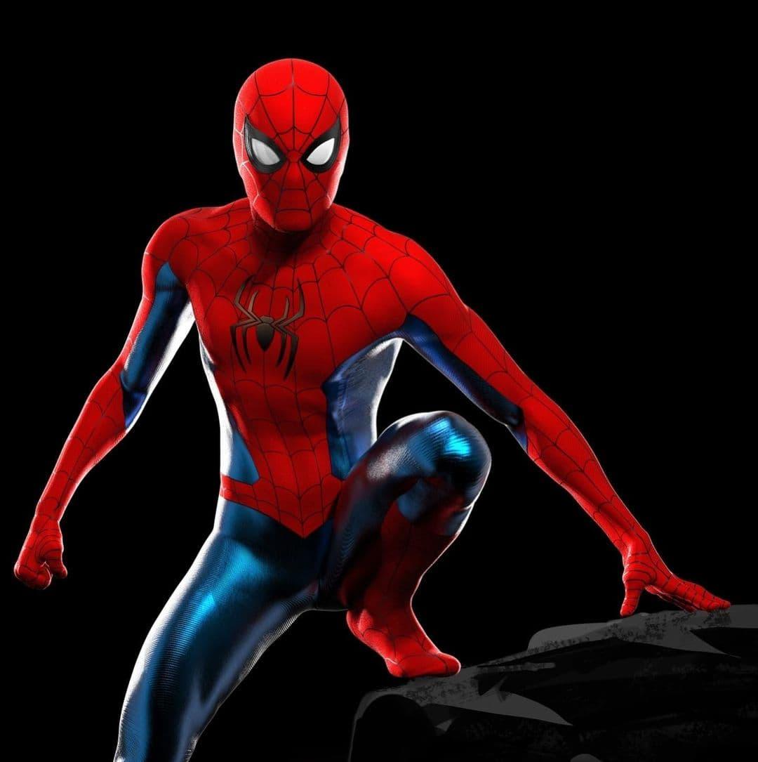 نمای نزدیک تر از کانسپت آرت لباس آبی و قرمز مرد عنکبوتی در فیلم Spider-Man: No Way Home