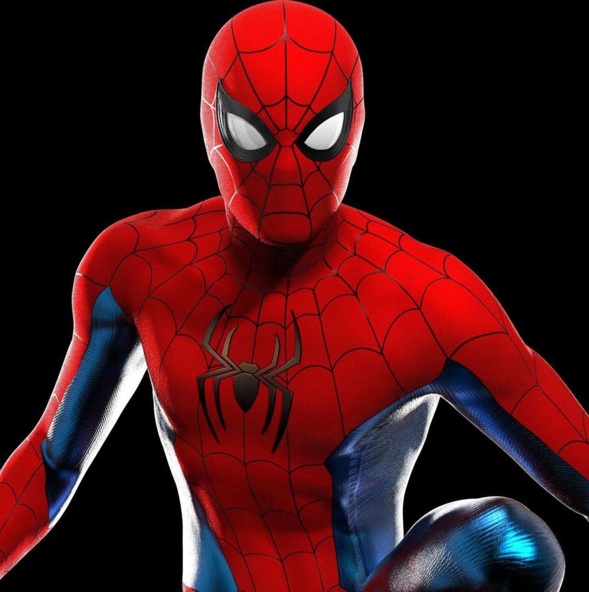 نمای بسیار نزدیک از کانسپت آرت لباس آبی و قرمز مرد عنکبوتی در فیلم Spider-Man: No Way Home