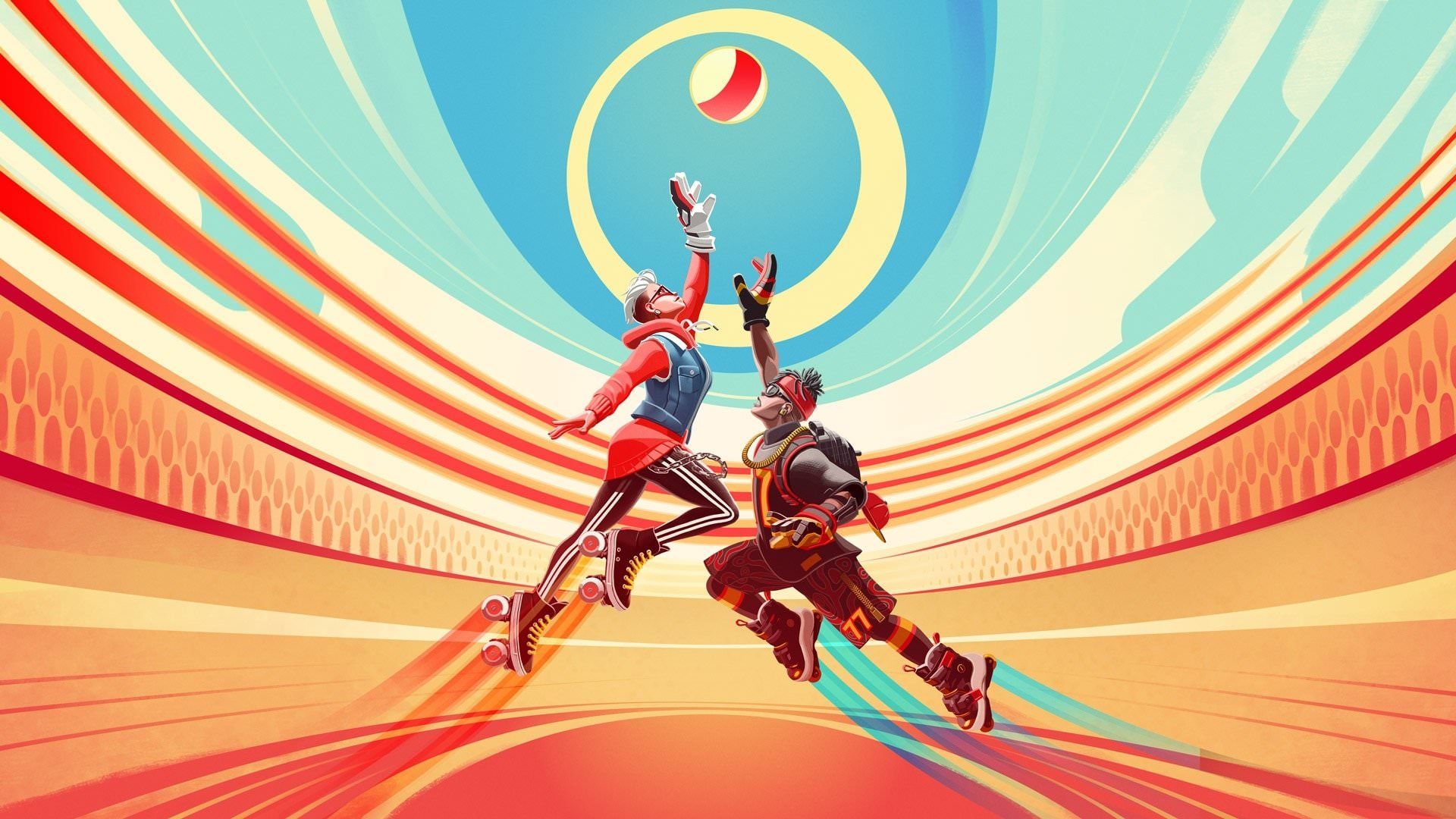 بازیکنان Roller Champions در حال تلاش برای گرفتن توپ