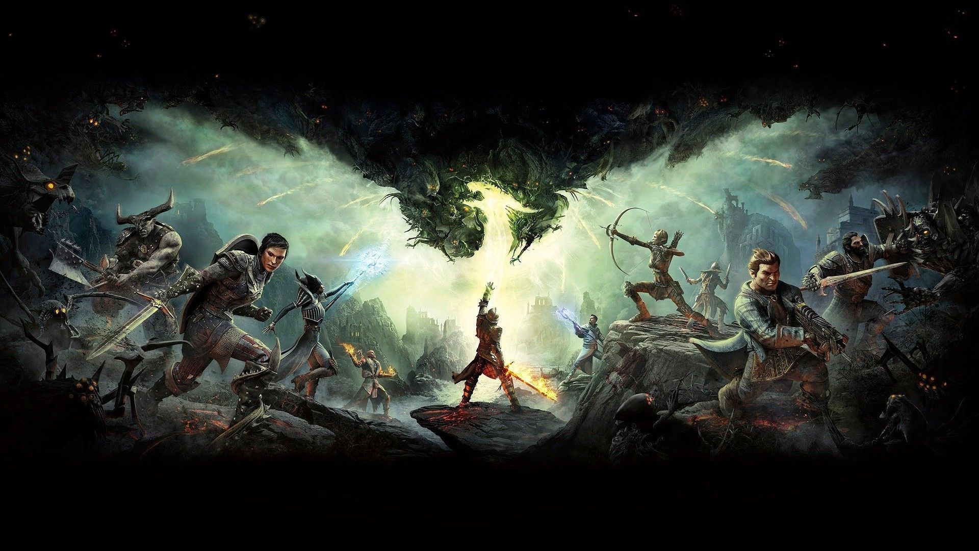مبارزان مختلف در تصویر هنری Dragon Age: Inquisition