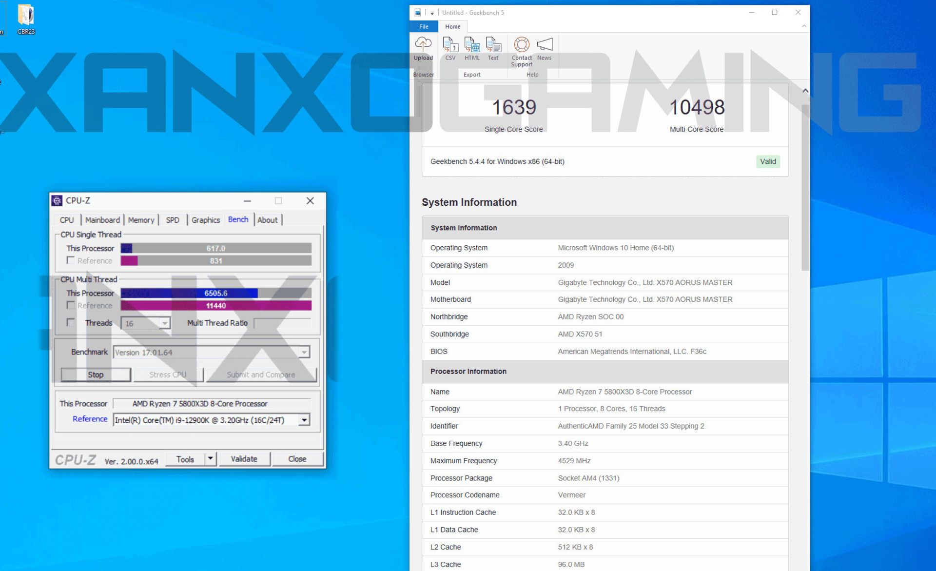 پردازنده AMD Ryzen 7 5800X3D در CPU-Z و Geekbench 5