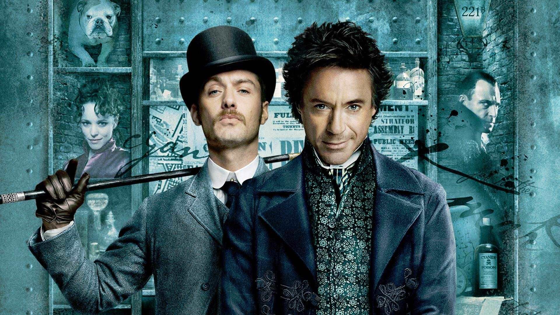 رابرت داونی جونیور و جود لا در پوستر فیلم Sherlock Holmes