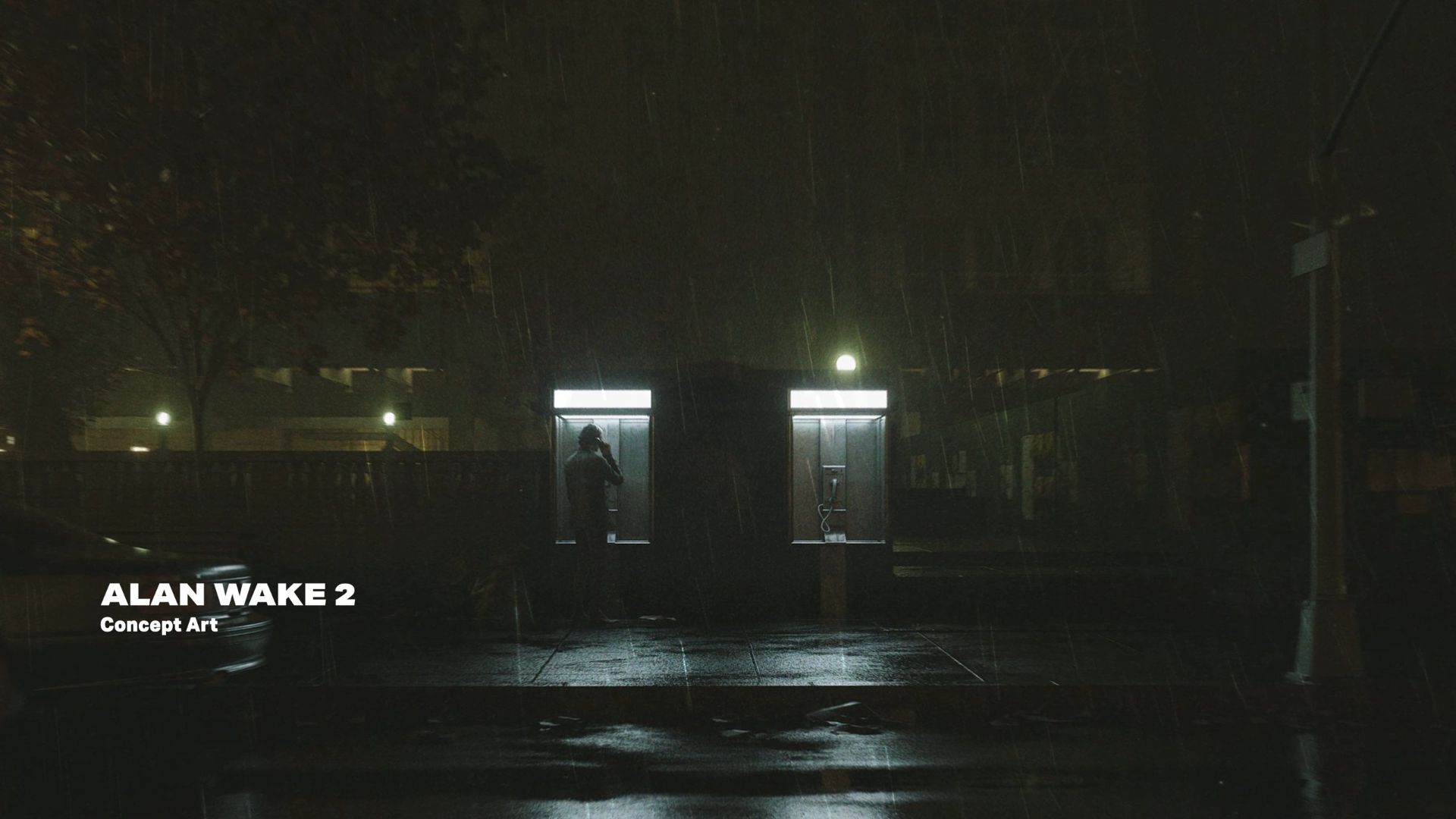 الن ویک در باجه تلفن در کانسپت آرت بازی Alan Wake II