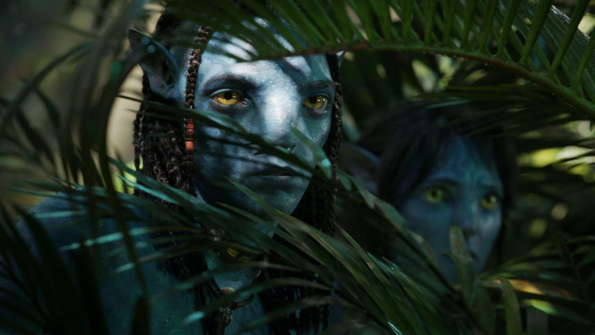 چند اهالی ناوی پنهان شده در جنگل های پاندورا در فیلم Avatar: The Way of Water 