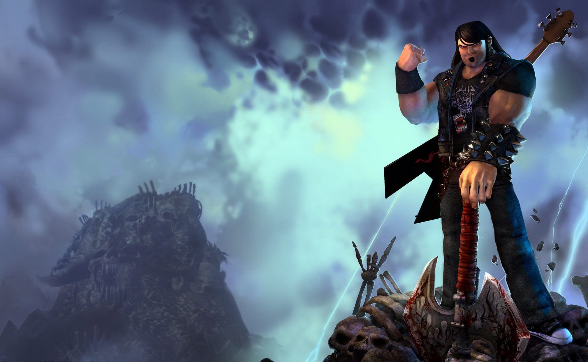 ادی ریگز ایستاده روی اجساد در بازی Brutal Legend