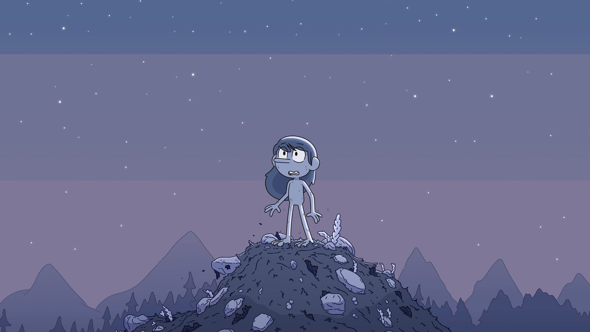 هیلدا روی قله کوه در انیمیشن Hilda and the Mountain King