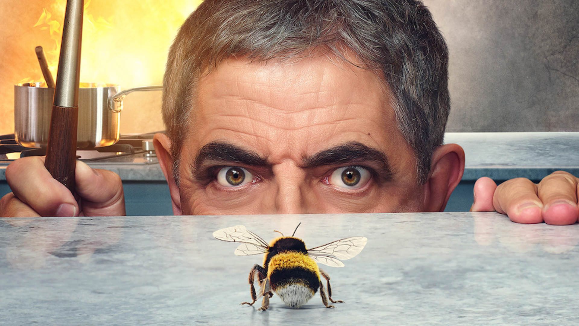 روآن اتکینسون در پوستر سریال Man vs Bee