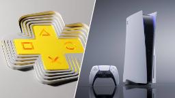 کنسول PS5 و لوگوی PlayStation Plus