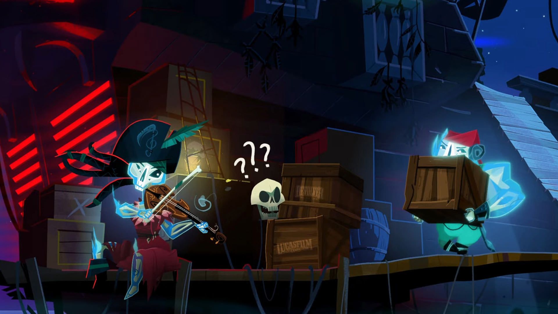 شخصیت بازی Return to Monkey Island در حال نواختن ساز