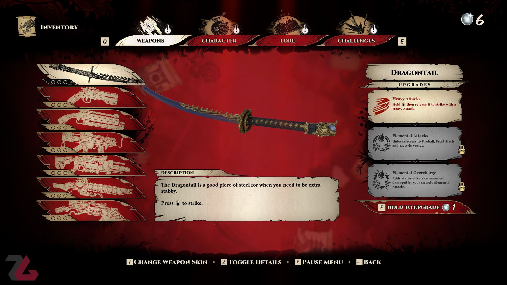 صفحه آپگرید تجهیزات در بازی Shadow Warrior 3