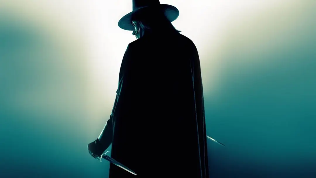 نمایی از پشت سر شخصیت وی در فیلم v for vendetta