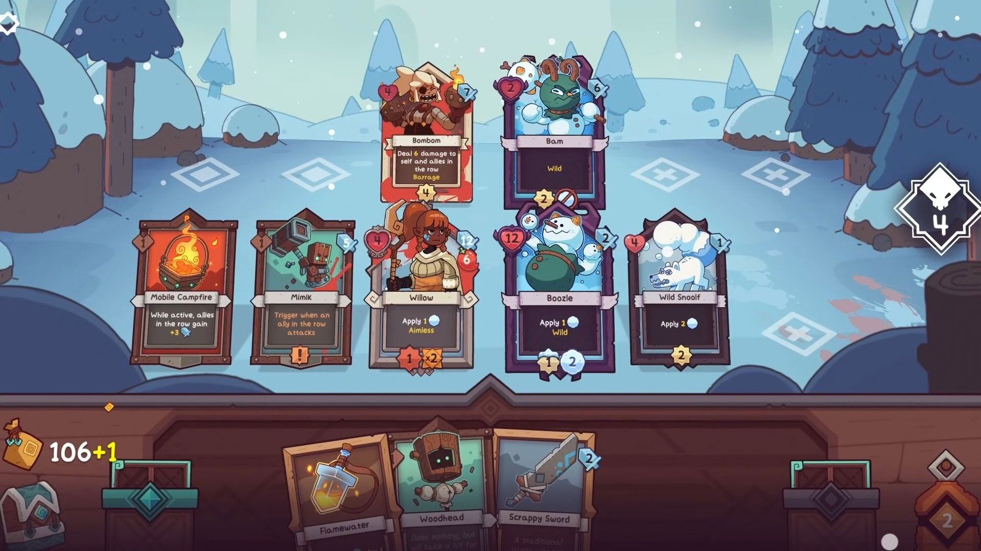 دسته‌بندی کارت‌ها در Wildfrost