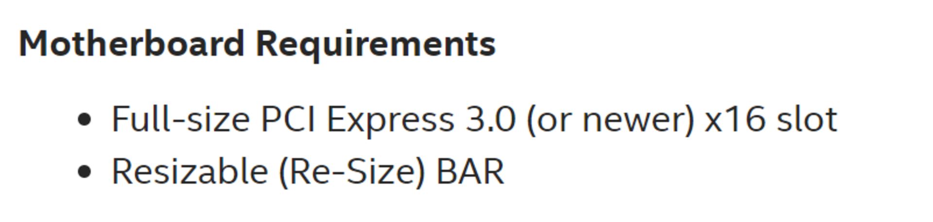 لزوم پشیتبانی از Resizable BAR برای تراشه های گرافیکی اینتل 