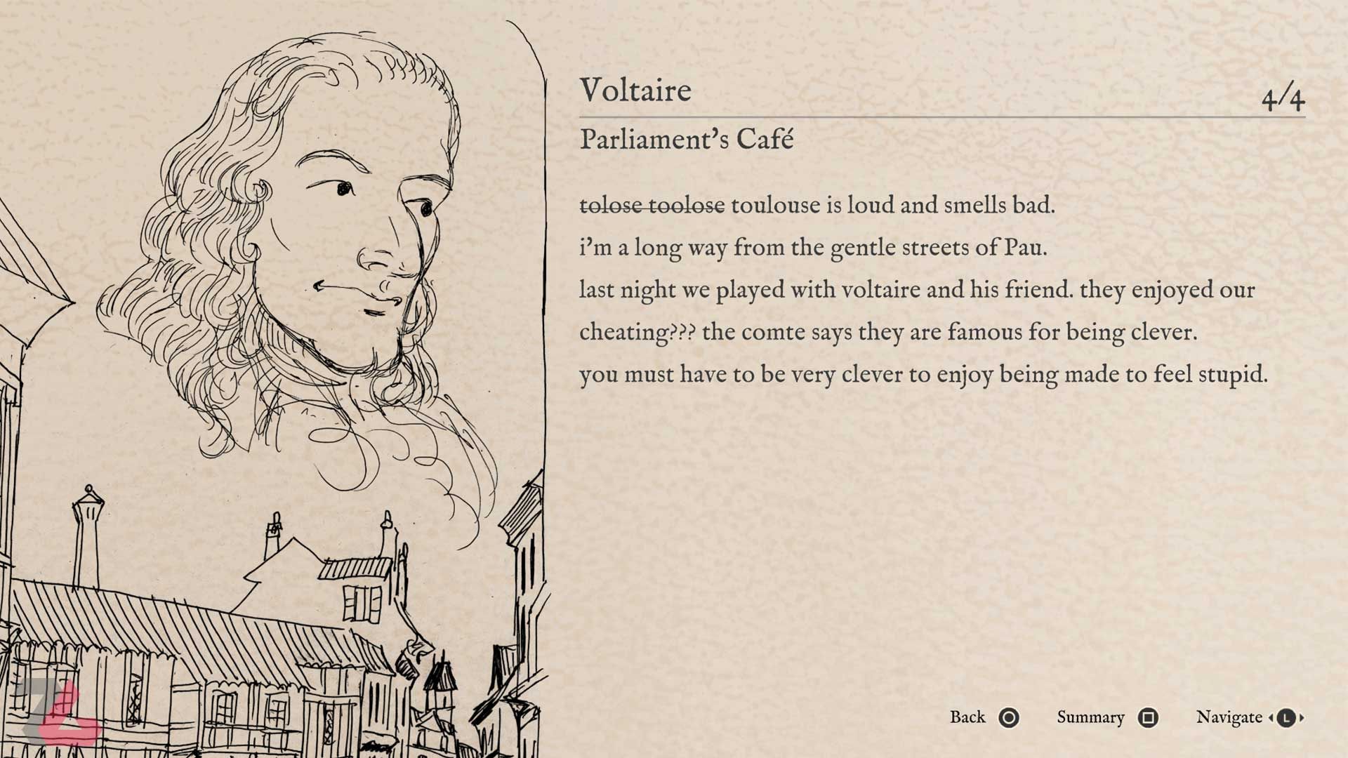 یک صفحه در دفترچه خاطرات شخصیت اصلی داستان بازی Card Shark