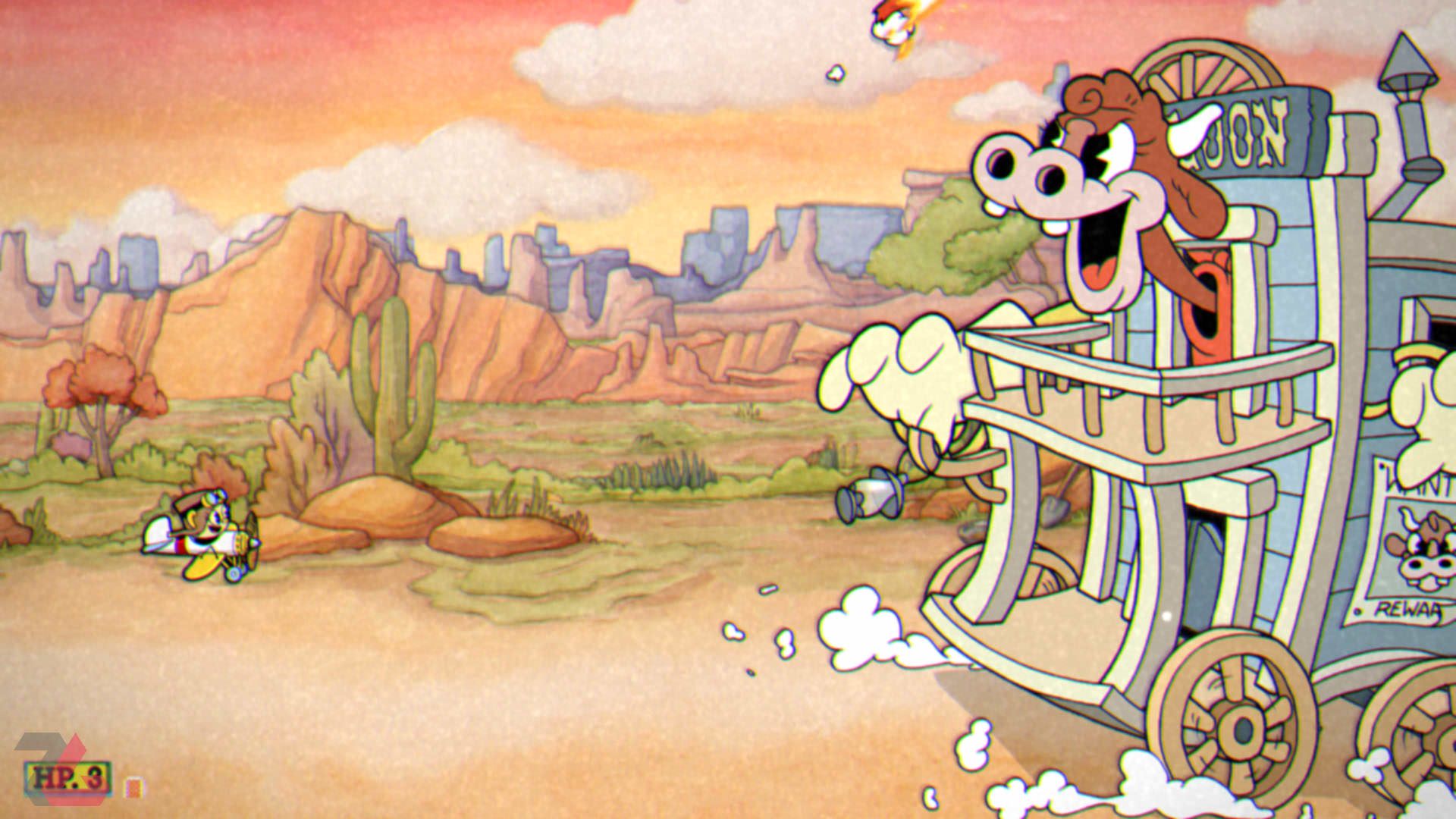 مبارزه با باس سوار بر هواپیما در Cuphead: The Delicious Last Course