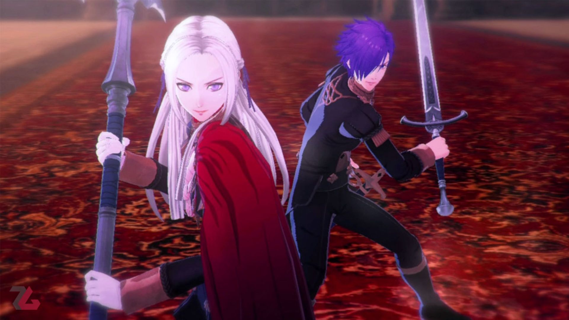 Shez و ادلگارد در بازی Fire Emblem Warriors: Three Hopes