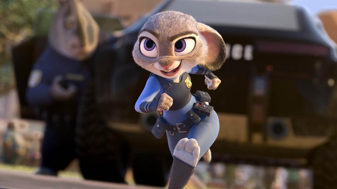 شخصیت جودی هاپس در حال دویدن در انیمیشن Zootopia