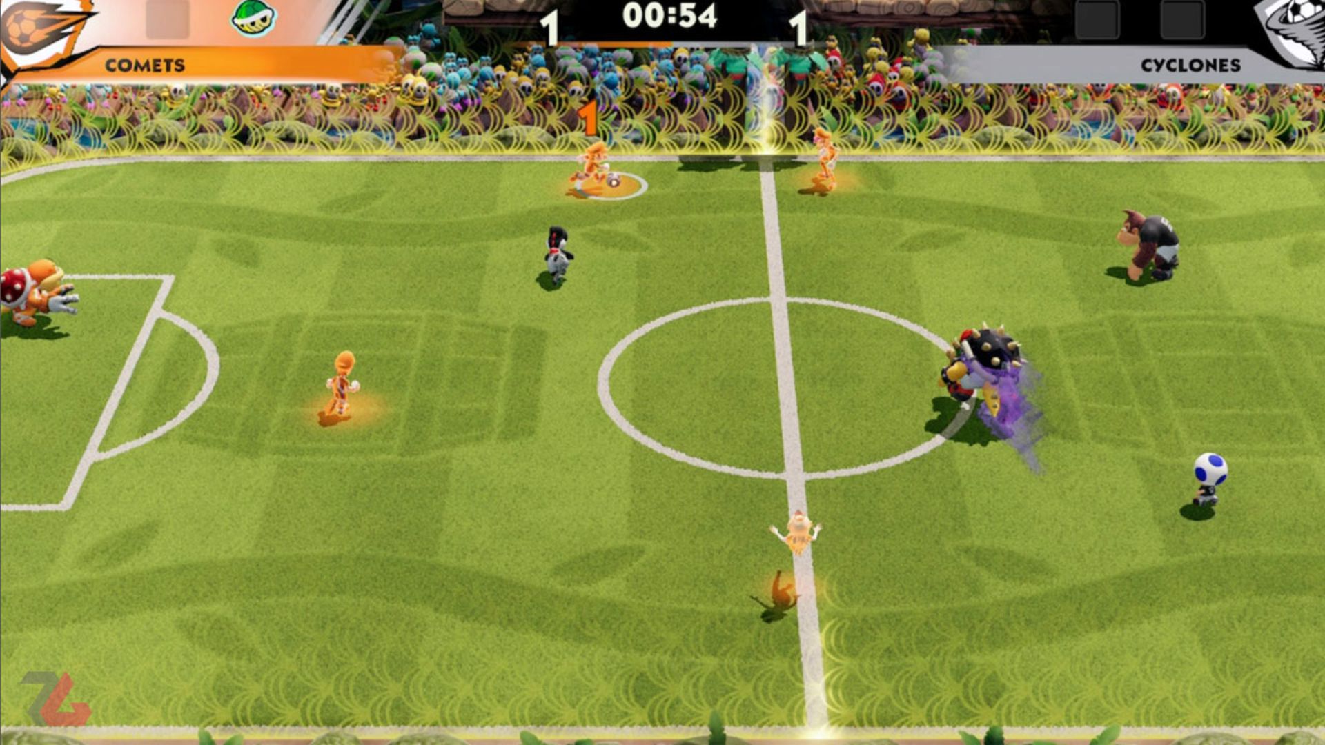پا به توپ شدن ماریو در Mario Strikers: Battle League